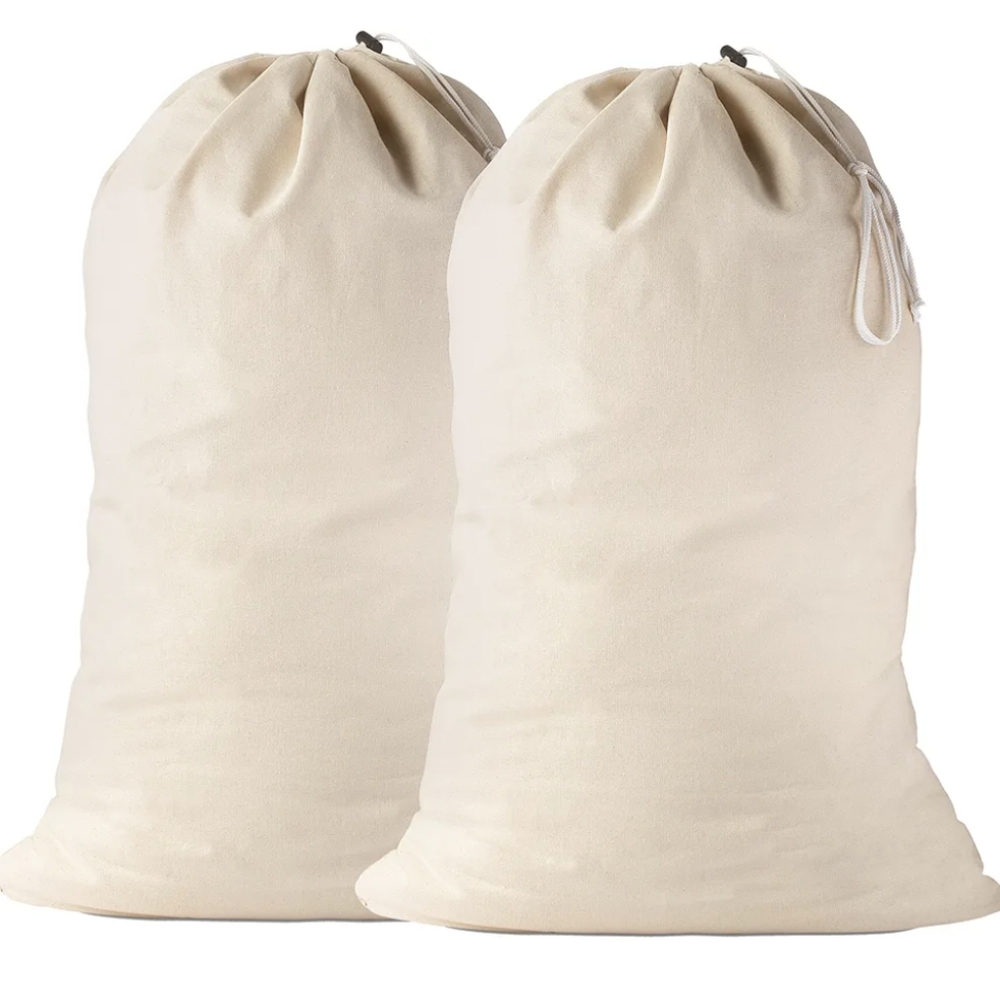 Extra Large canvas drawstring laundry bags 27" x 36" plastic drawstring toggle